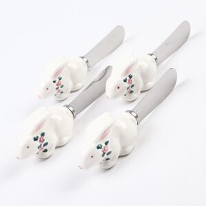 Set of 4 Knobler Spring Easter Bunny 4.5” Japan Stainless Butter Cheese Knives